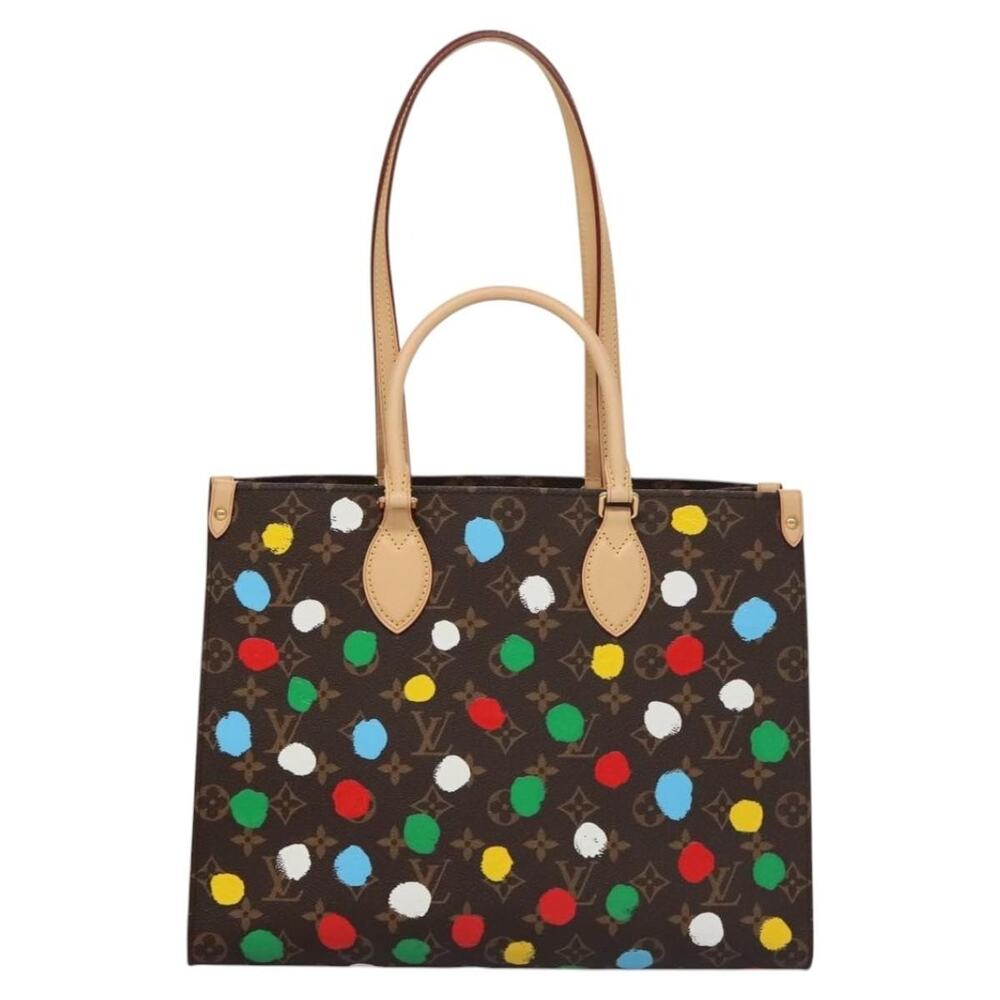 Louis Vuitton Monogram Painted Dots On The Go MM Tote Bag Brown